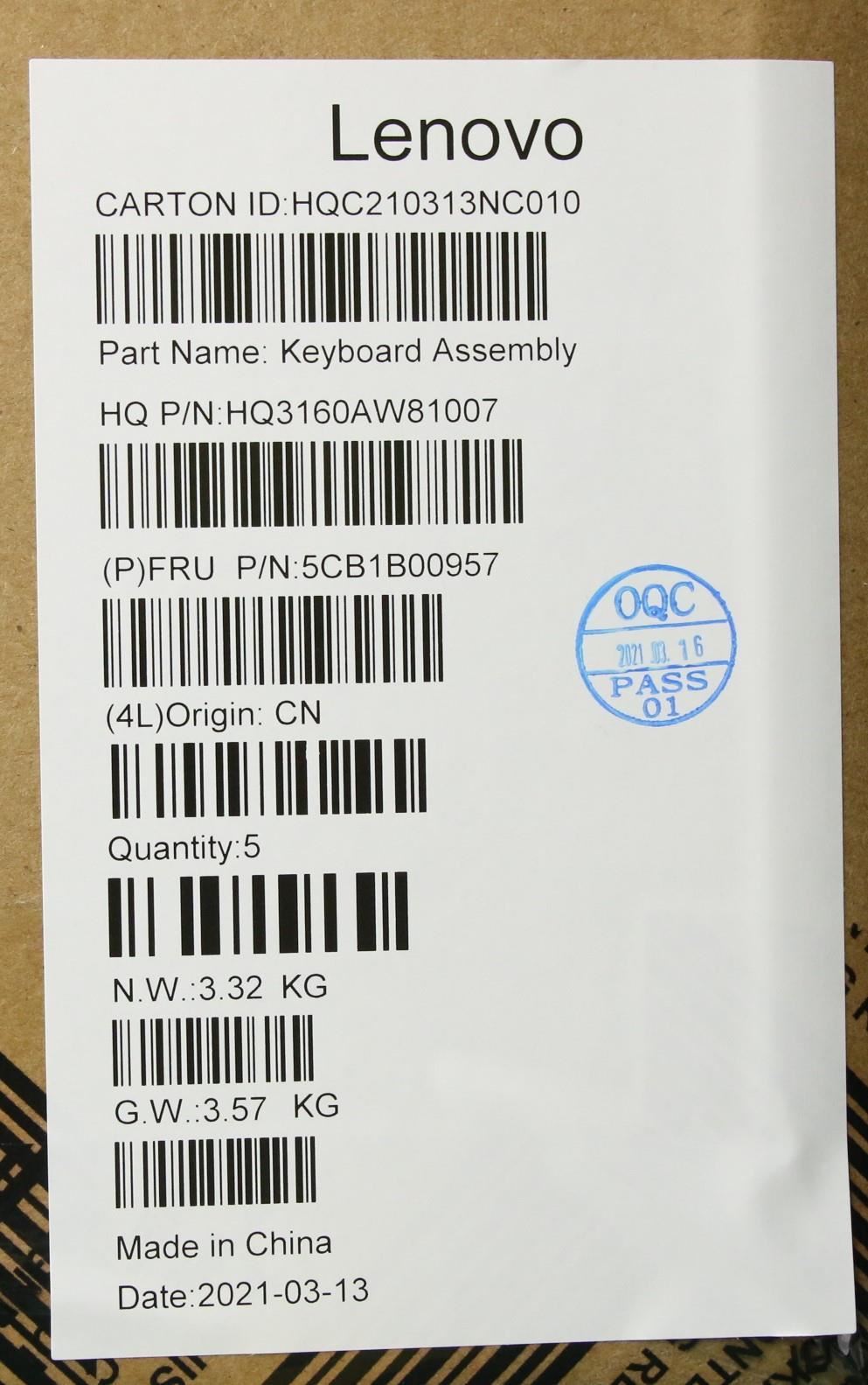 Lenovo Yoga 7-13ITL05 Palmrest Cover Keyboard US Silver 5CB1B00957