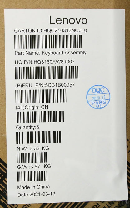 Lenovo Yoga 7-13ITL05 Palmrest Cover Keyboard US Silver 5CB1B00957