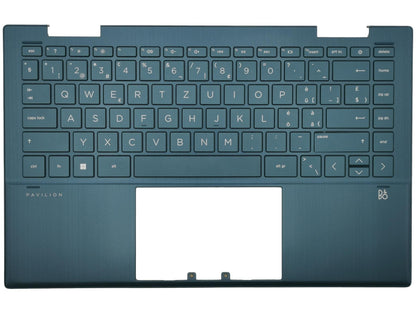 Genuine HP Pavilion 14-DY Palmrest Cover Keyboard Swiss Spruce Blue M45228-BG1