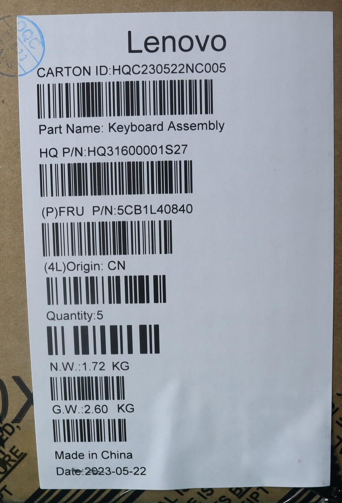 Lenovo Yoga 7 14IRL8 Keyboard Palmrest Top Cover Czech Slovakian 5CB1L40840