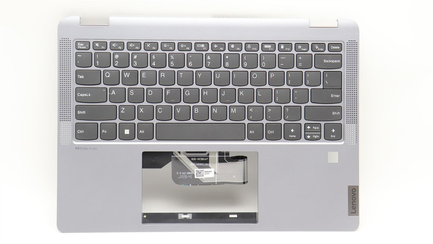 Lenovo IdeaPad 5 14ABR8 Keyboard Palmrest Top Cover US Artic Grey 5CB1K20816
