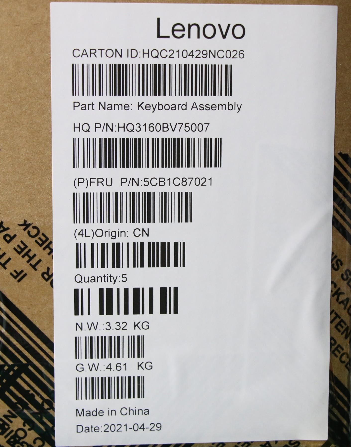 Lenovo IdeaPad 5 Pro-16IHU6 Palmrest Cover Touchpad Keyboard Grey 5CB1C87021