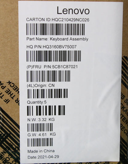 Lenovo IdeaPad 5 Pro-16IHU6 Palmrest Cover Touchpad Keyboard Grey 5CB1C87021