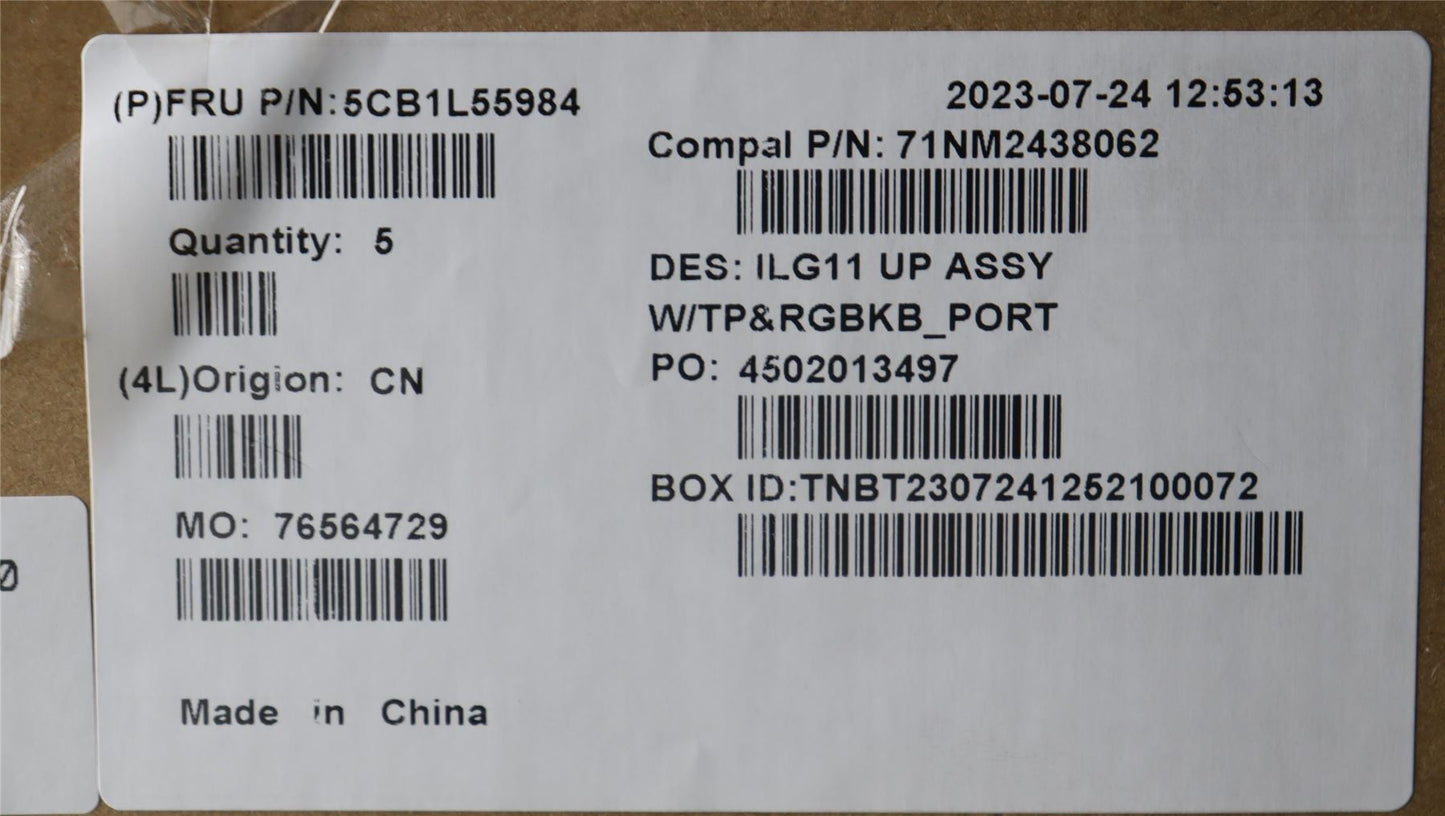 Lenovo Upper Case ASM_POR C 82XW RGB 5CB1L55984