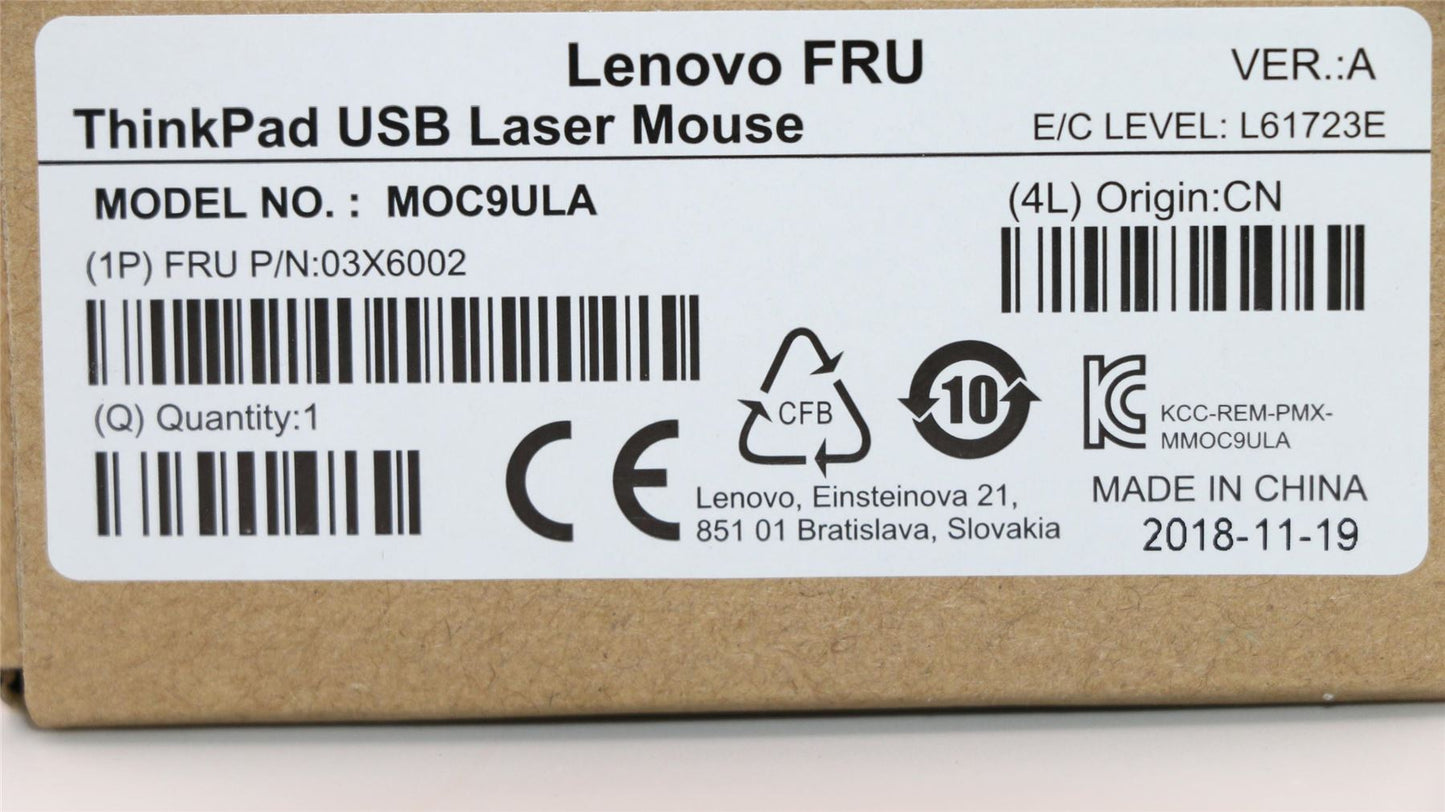 Lenovo MOUSE THINKPAD USB LASER 03X6002