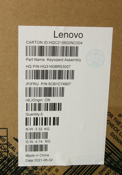Lenovo Pro 5 Pro-16ACH6 Keyboard Palmrest Top Cover US Europe Silver 5CB1C74907