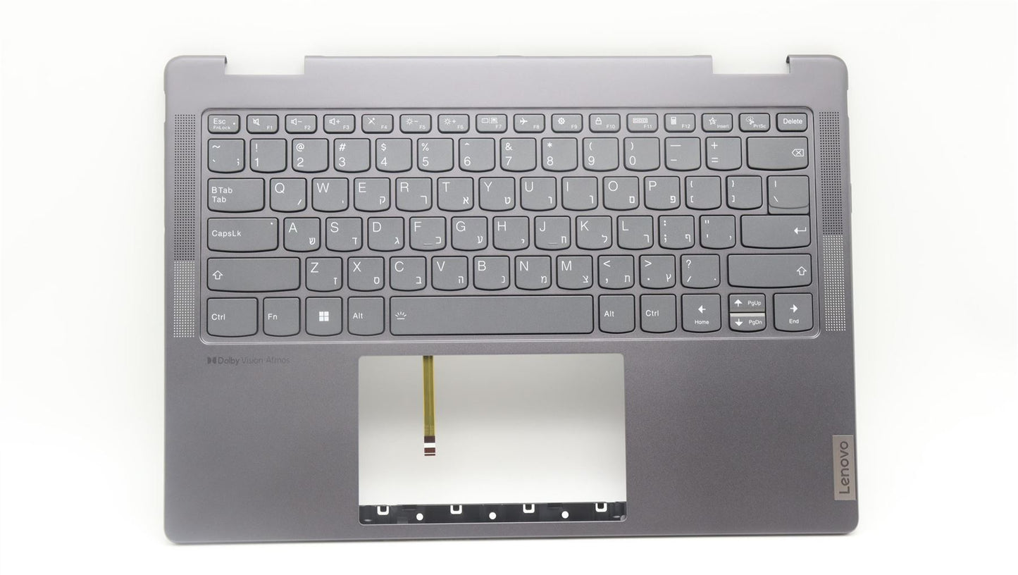 Lenovo Yoga 7 14ARP8 Keyboard Palmrest Top Cover Hebrew Storm Grey 5CB1L48255