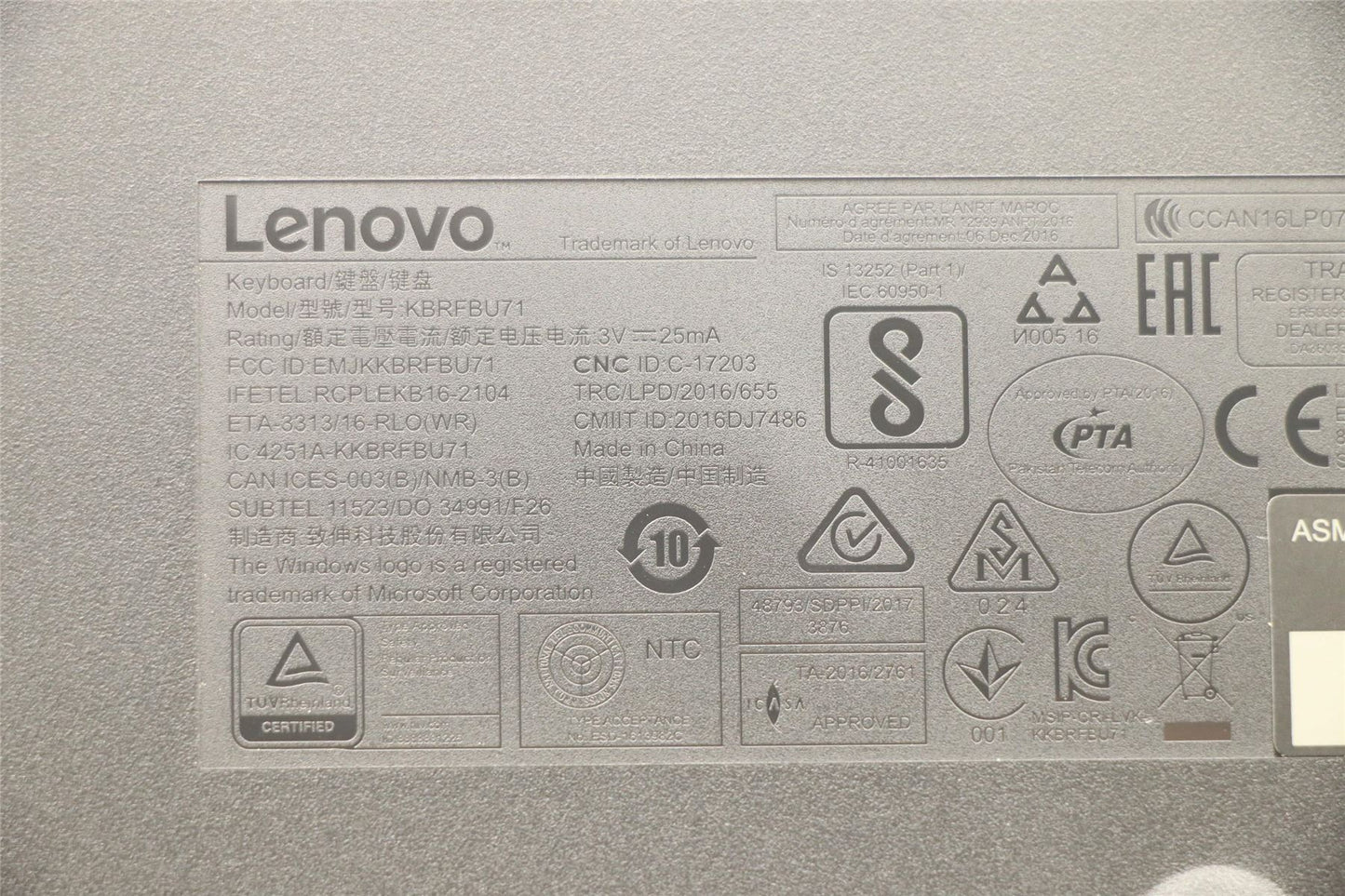 Lenovo KB MICE_BO FRU KBD India 03X7370