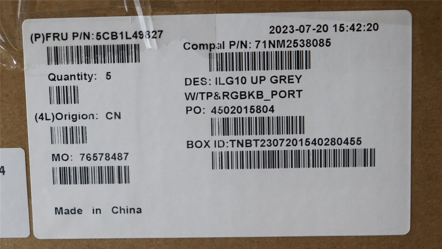 Lenovo Upper Case ASM_POR C 82XV RGB 5CB1L49827
