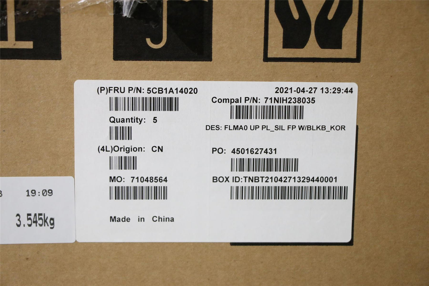 Lenovo Upper C81YM PL_SIL FP BLKB_KOR 5CB1A14020