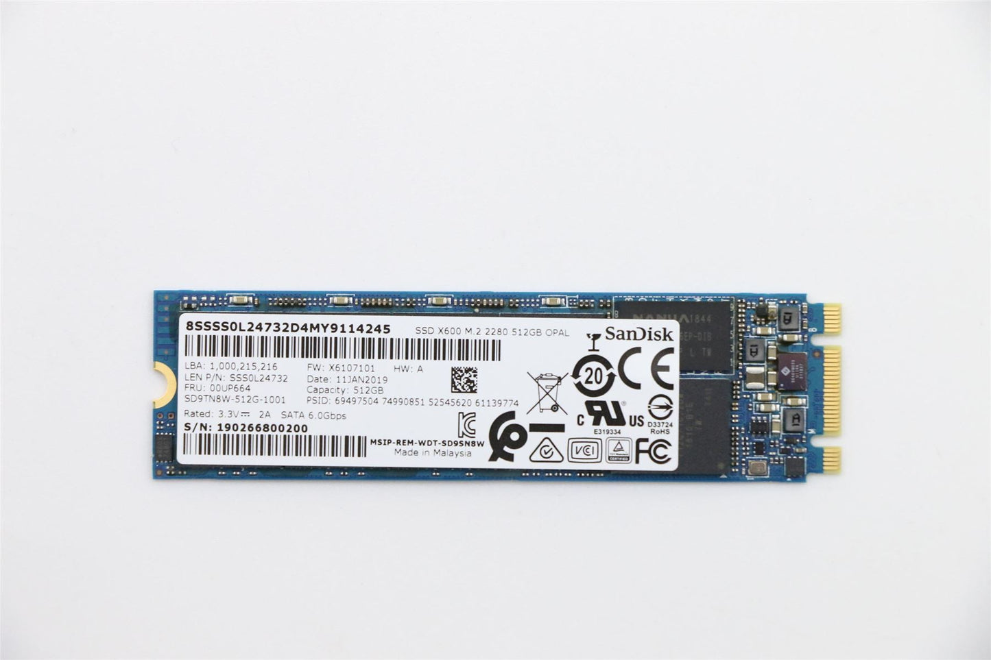 Lenovo 00UP415 SSD_ASM 512G, M.2 2280,SATA6G,LION,OPAL