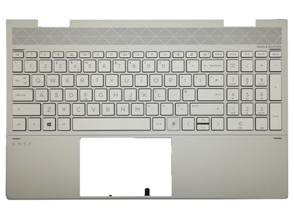 Genuine HP Envy 15-ED Palmrest Cover Keyboard UK Silver Backlit L93226-031