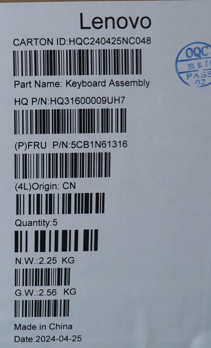 Lenovo Upper Case ASM_BEL H83DR LG STO GY 5CB1N61316