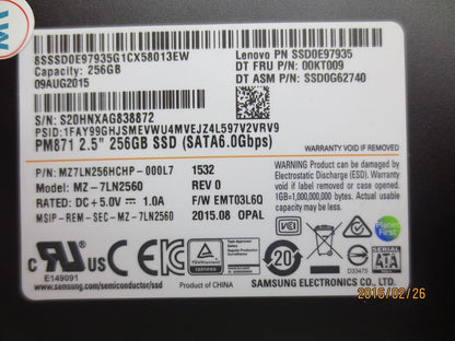 Lenovo ThinkPad A275 X260 X250 T460p T460 T450s Solid State Drive SSD 00PA999