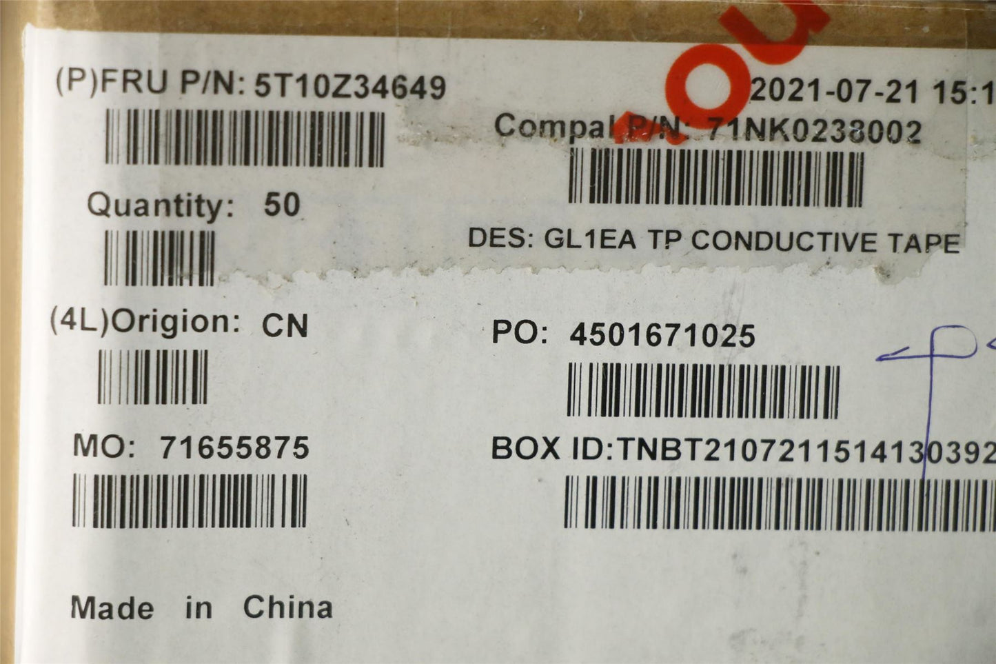 Lenovo TAPE FRU TAPE TP conductive 5T10Z34649