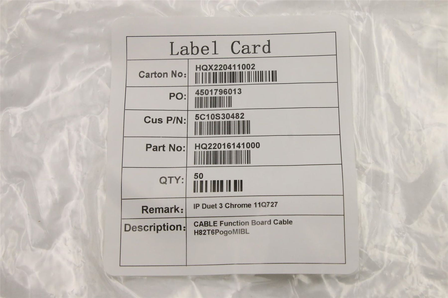 Lenovo Chrome IP 3 11Q727 Function Board CAble 5C10S30482