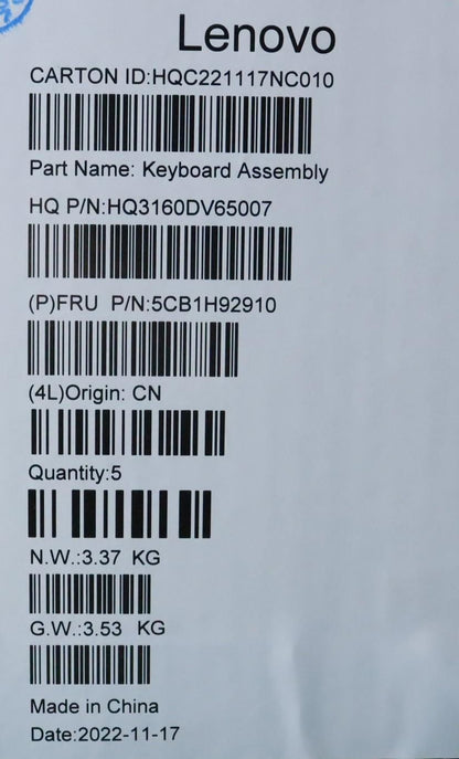Lenovo IdeaPad 5 16IAH7 Palmrest Cover Touchpad Keyboard Belgian 5CB1H92910