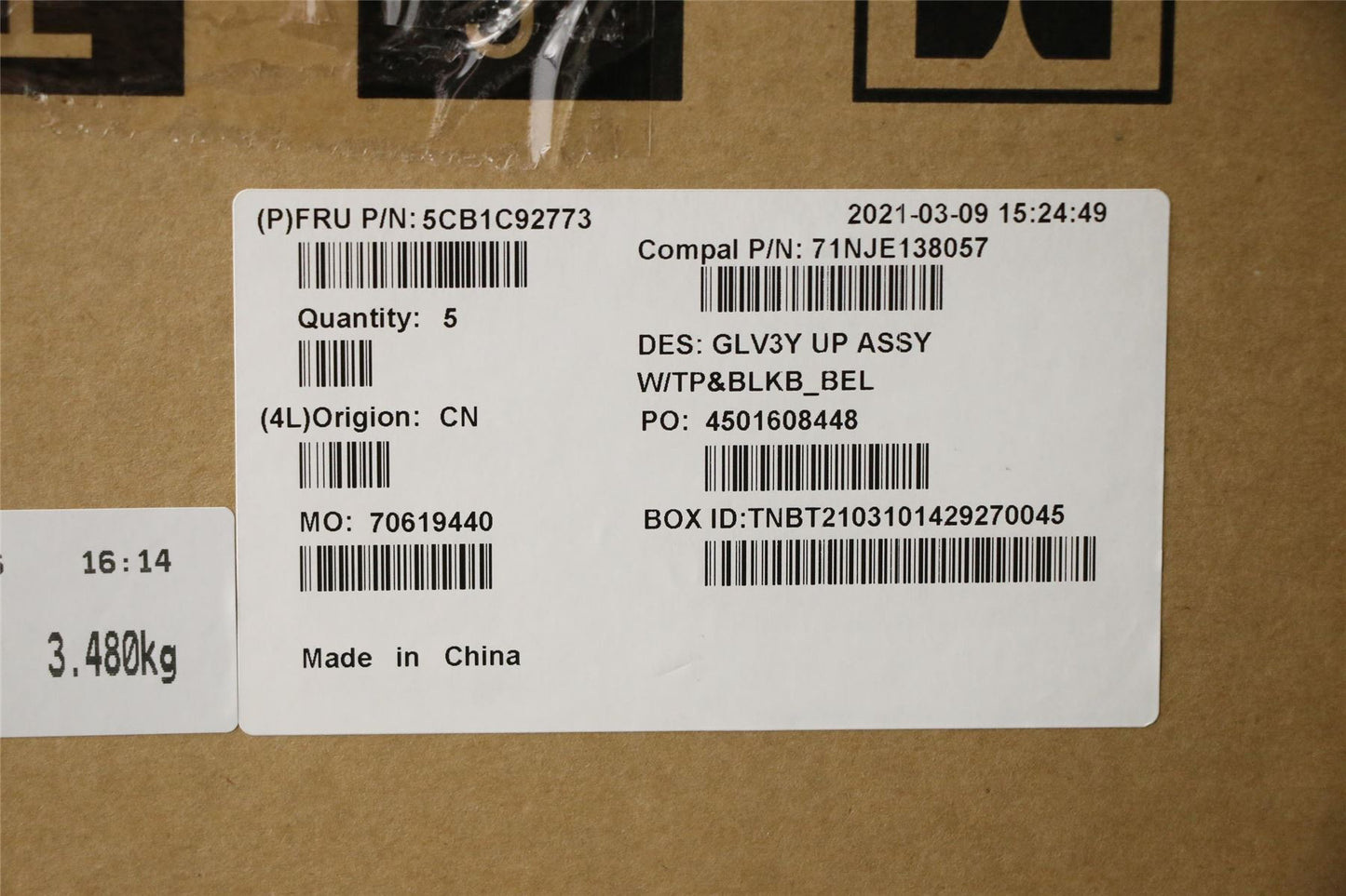 Lenovo ThinkBook 14s ITL Palmrest Touchpad Cover Keyboard Belgian 5CB1C92773