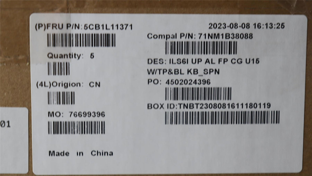Lenovo UpperCase_SPA C82XF FP CG BL AL 5CB1L11371