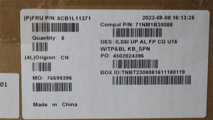 Lenovo UpperCase_SPA C82XF FP CG BL AL 5CB1L11371
