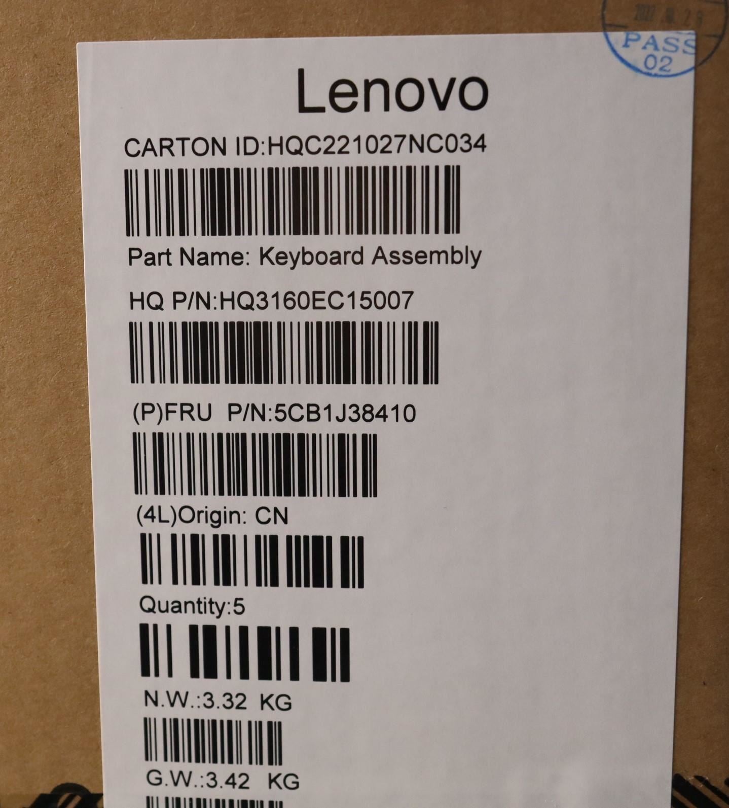Lenovo Upper Case ASM_HBW H 82UW D VGA 5CB1J38410