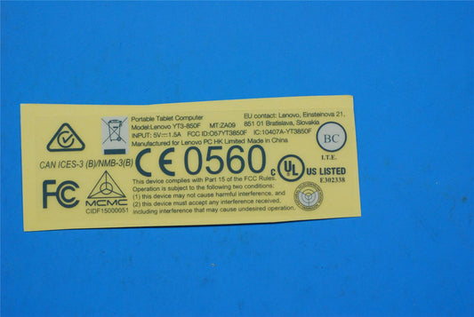 Lenovo 5L18C02848 YT3-850 Rating label&*70152399 CS