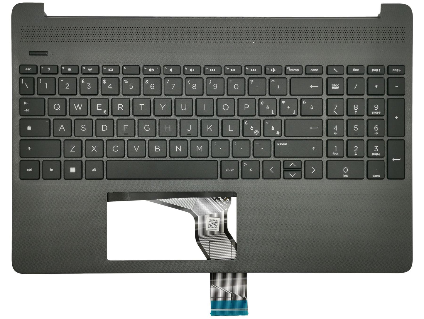 Genuine HP 15S-EQ 15S-FQ Palmrest Cover Keyboard Italian Grey L91269-061