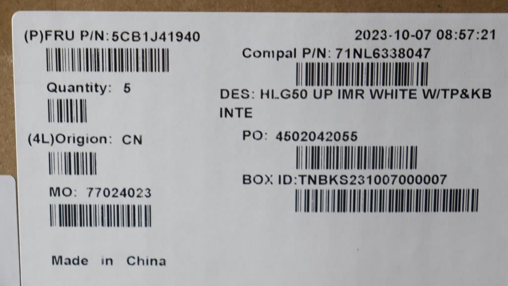 Lenovo Upper Case ASM_EURO ENG C82SB WHT 5CB1J41940
