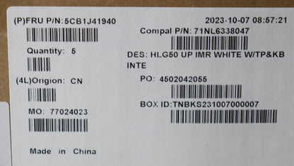 Lenovo Upper Case ASM_EURO ENG C82SB WHT 5CB1J41940