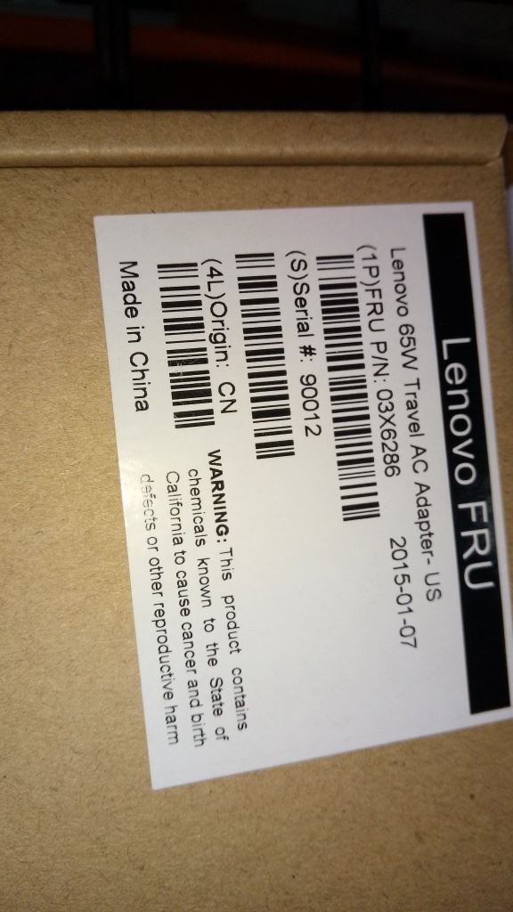 Lenovo PWR ADP_BO 65W Travel AC Adapter - US 03X6286