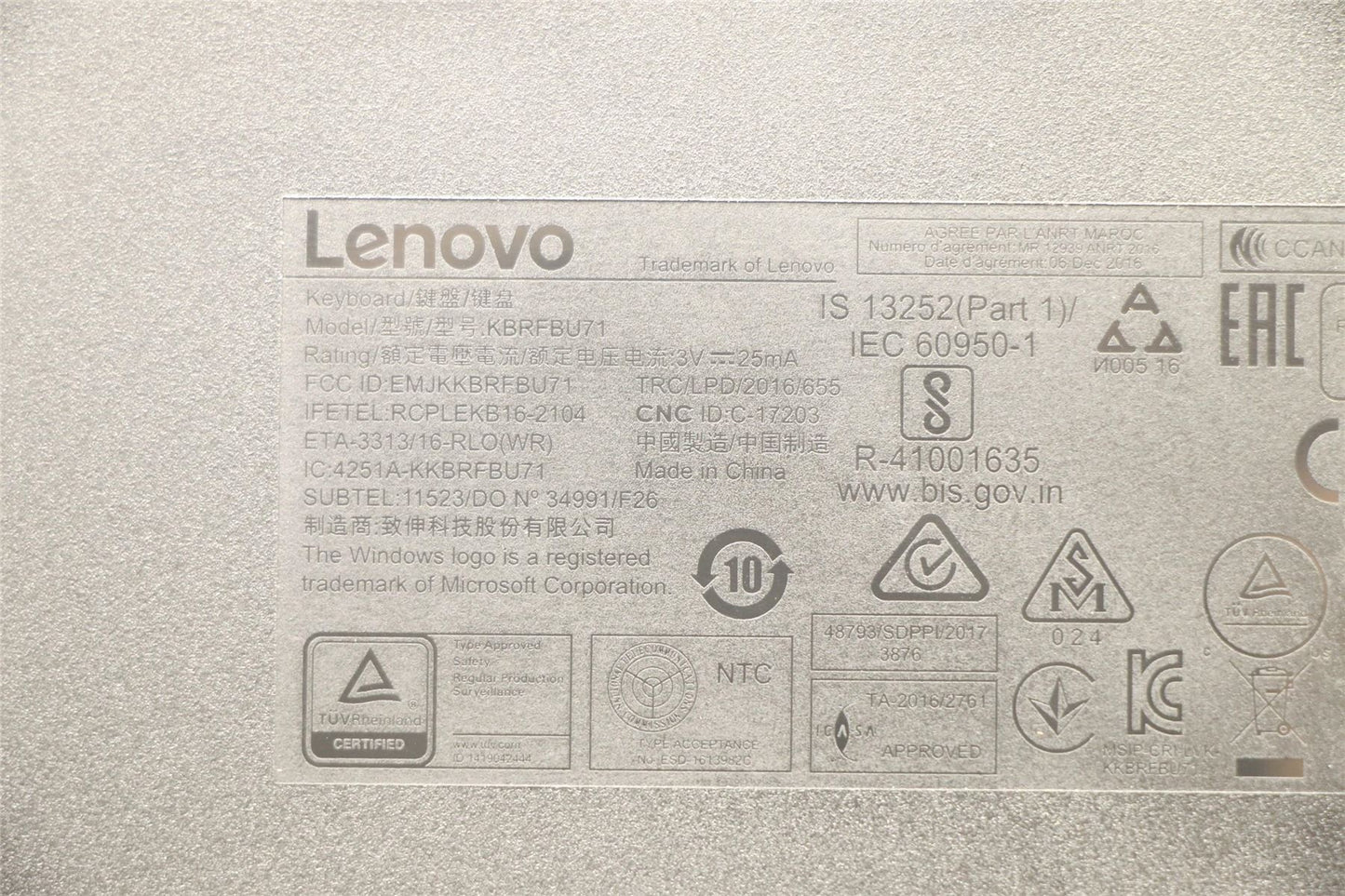 Lenovo WL KM Calliope BK SWS 00XH830