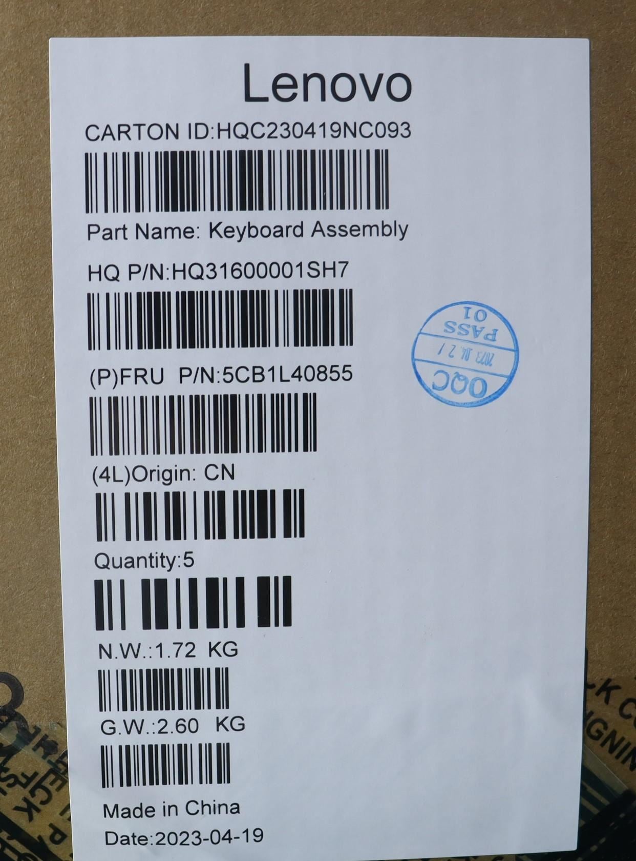 Lenovo Yoga 7 14IRL8 Keyboard Palmrest Top Cover Hungarian Tidal Teal 5CB1L40855