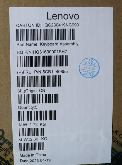 Lenovo Yoga 7 14IRL8 Keyboard Palmrest Top Cover Hungarian Tidal Teal 5CB1L40855