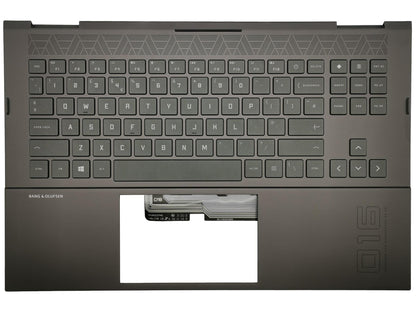 Genuine HP Omen 16-C Palmrest Cover Keyboard UK Black Backlit M57199-031