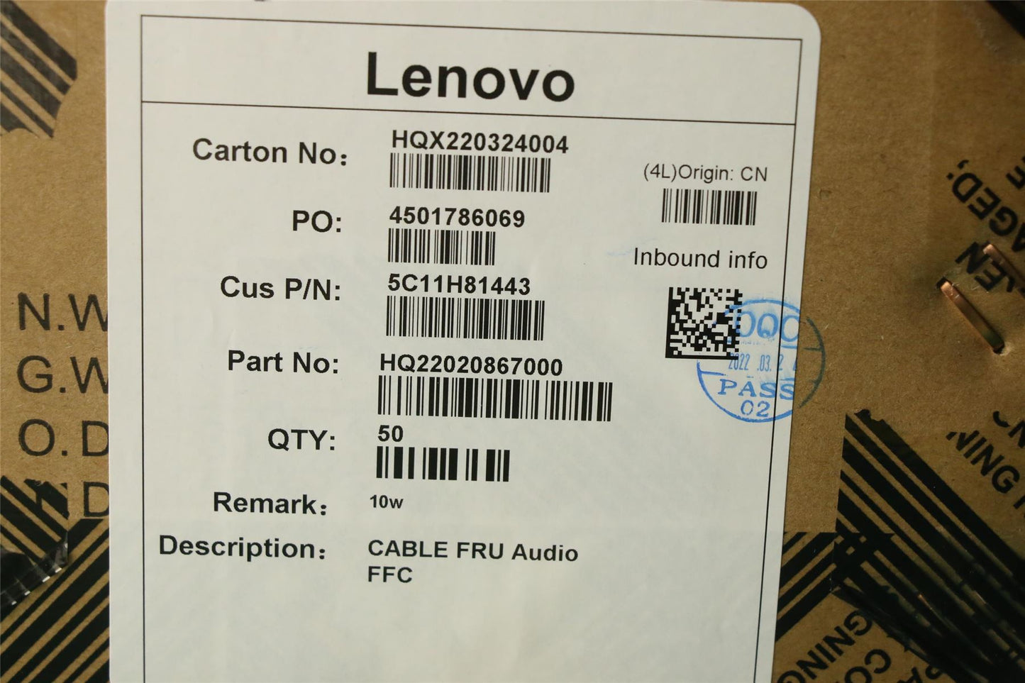 Lenovo FRU Audio FFC 5C11H81443