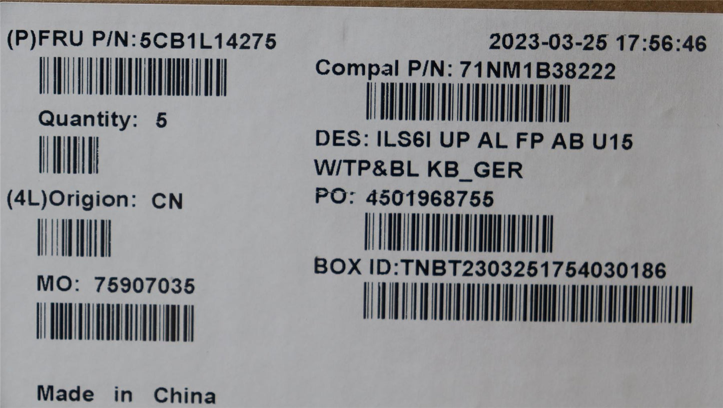 Lenovo IdeaPad 5 16ABR8 Palmrest Cover Touchpad Keyboard German 5CB1L14275