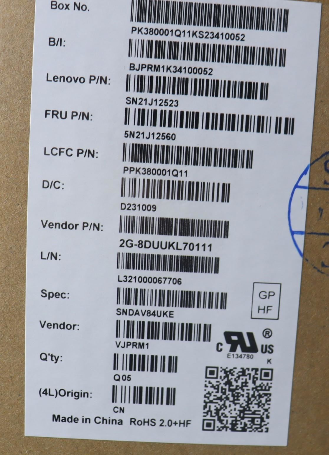 Lenovo NDA-V KBD,LBL-1,PMX,UKE 5N21J12560