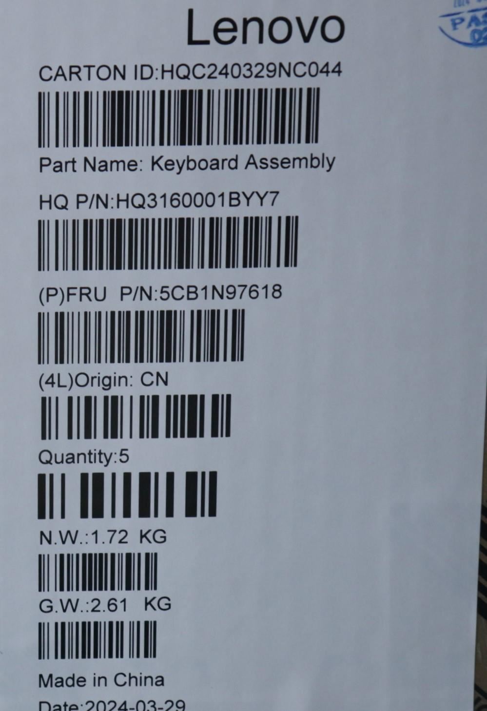 Lenovo UpperCaseASM NORDIC H83DJ FP SG 5CB1N97618