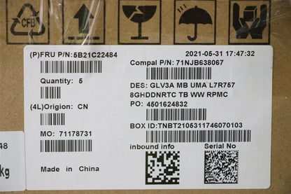Lenovo 5B21C22484 MBC21A2 NOKR757UMA8G_H WW RPMC