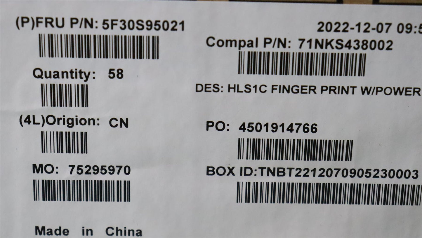 Lenovo FP BD C 82VF w/power btn&FFC 5F30S95021