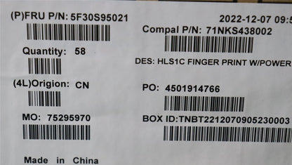 Lenovo FP BD C 82VF w/power btn&FFC 5F30S95021