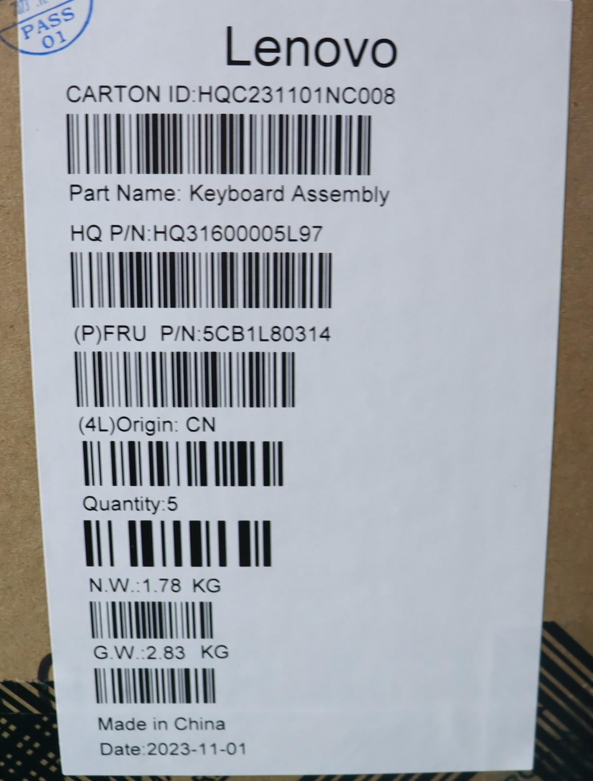Lenovo Yoga 7 14APH8 Palmrest Cover Touchpad Keyboard Spanish 5CB1L80314