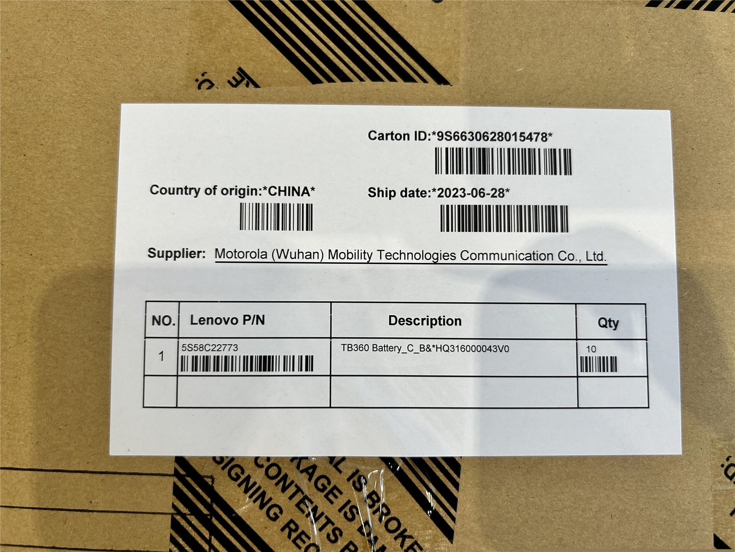 Lenovo TB360 Battery_C_B&*HQ316000043V0 5S58C22773