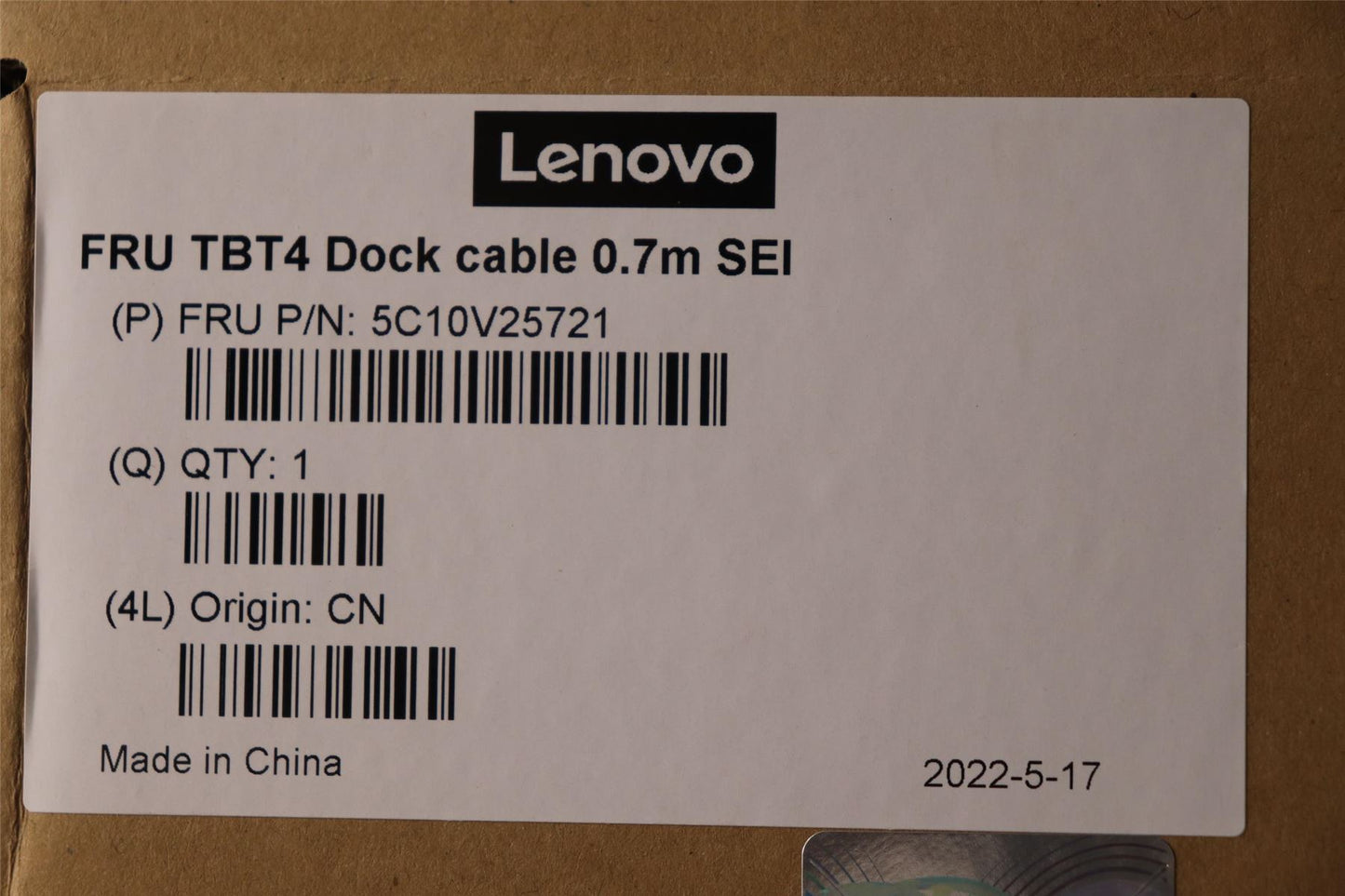 Lenovo 5C10V25721 FRU TBT4 Dock cable 0.7m SEI