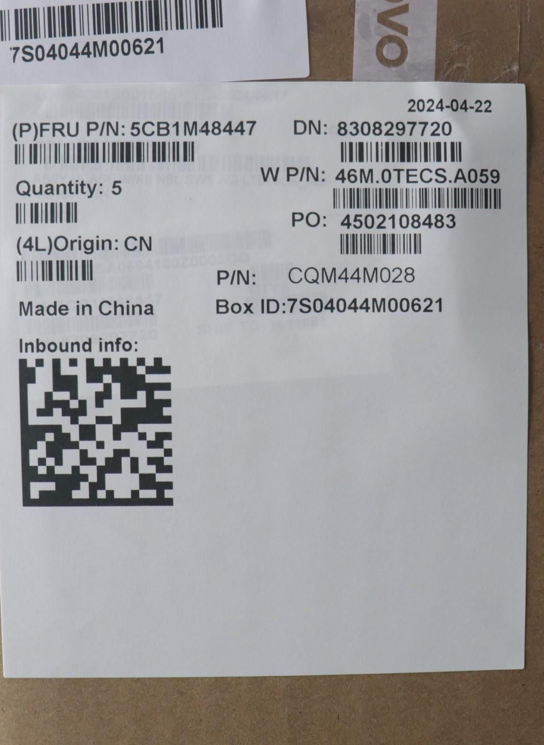 Lenovo COVER Upper Case ASM_SWS W21KK AG NBL 5CB1M48447