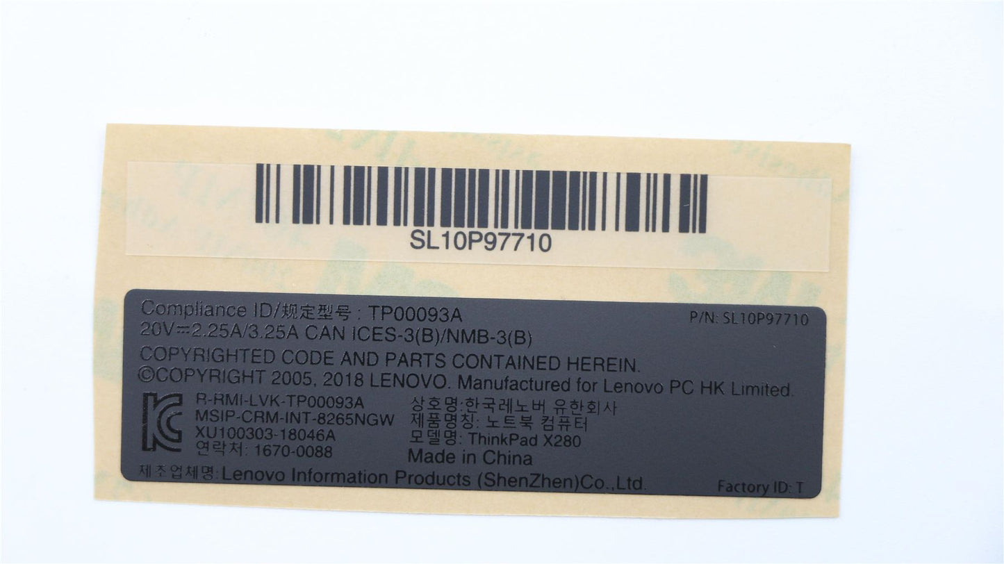 Lenovo 01YU025 LABEL KIT,GEO Label