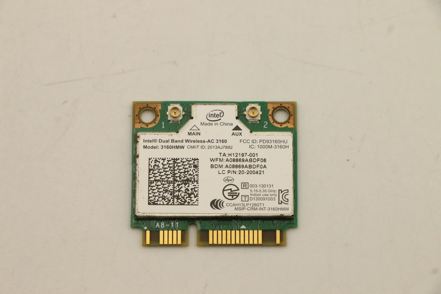 Lenovo 3160 1x1AC+BT HMC WiFi WLAN PCIe PCI x1 Intel Board 20200421