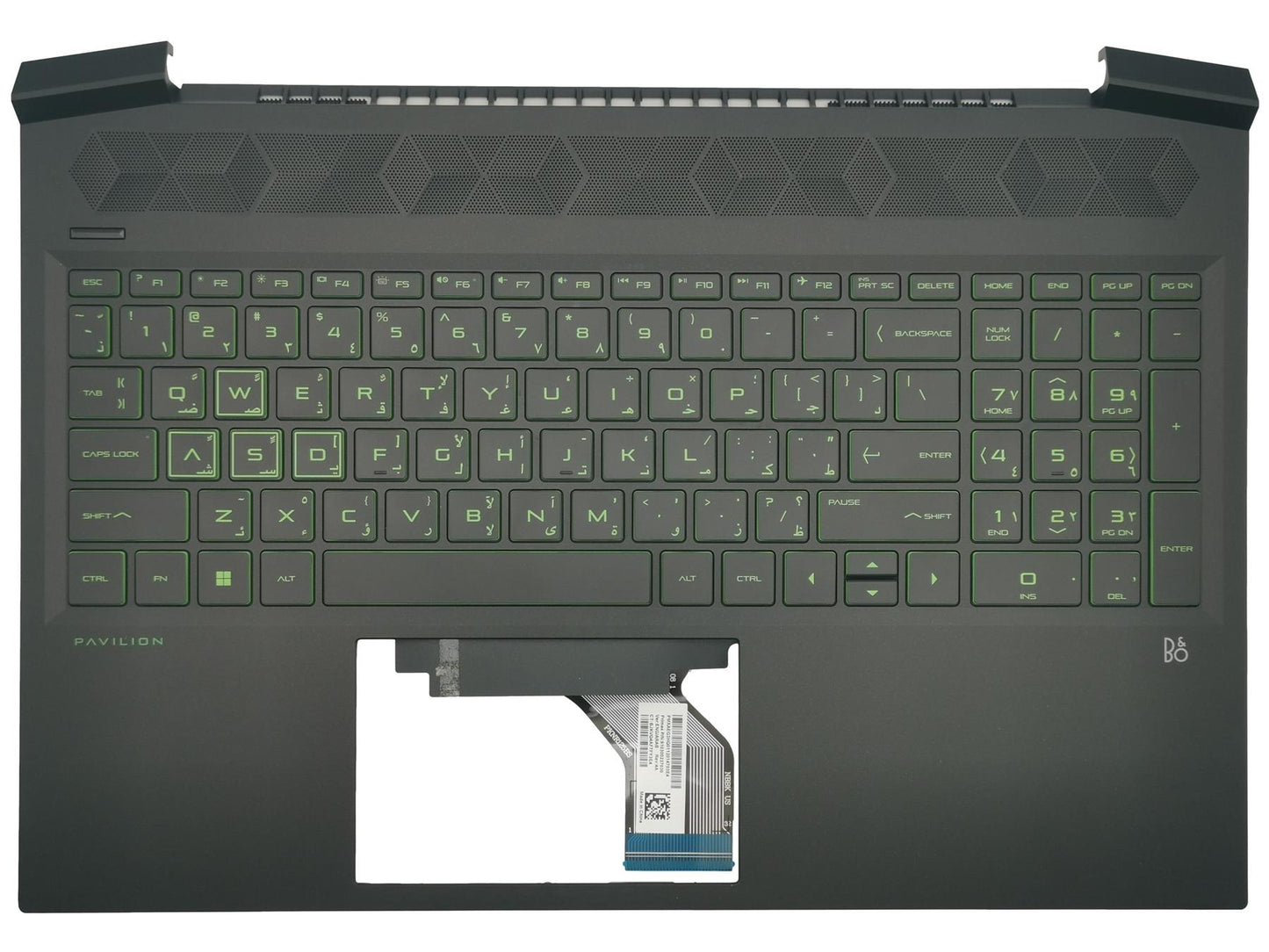 Genuine HP Gaming 16-A Palmrest Cover Keyboard Arabic Black Backlit M02039-171