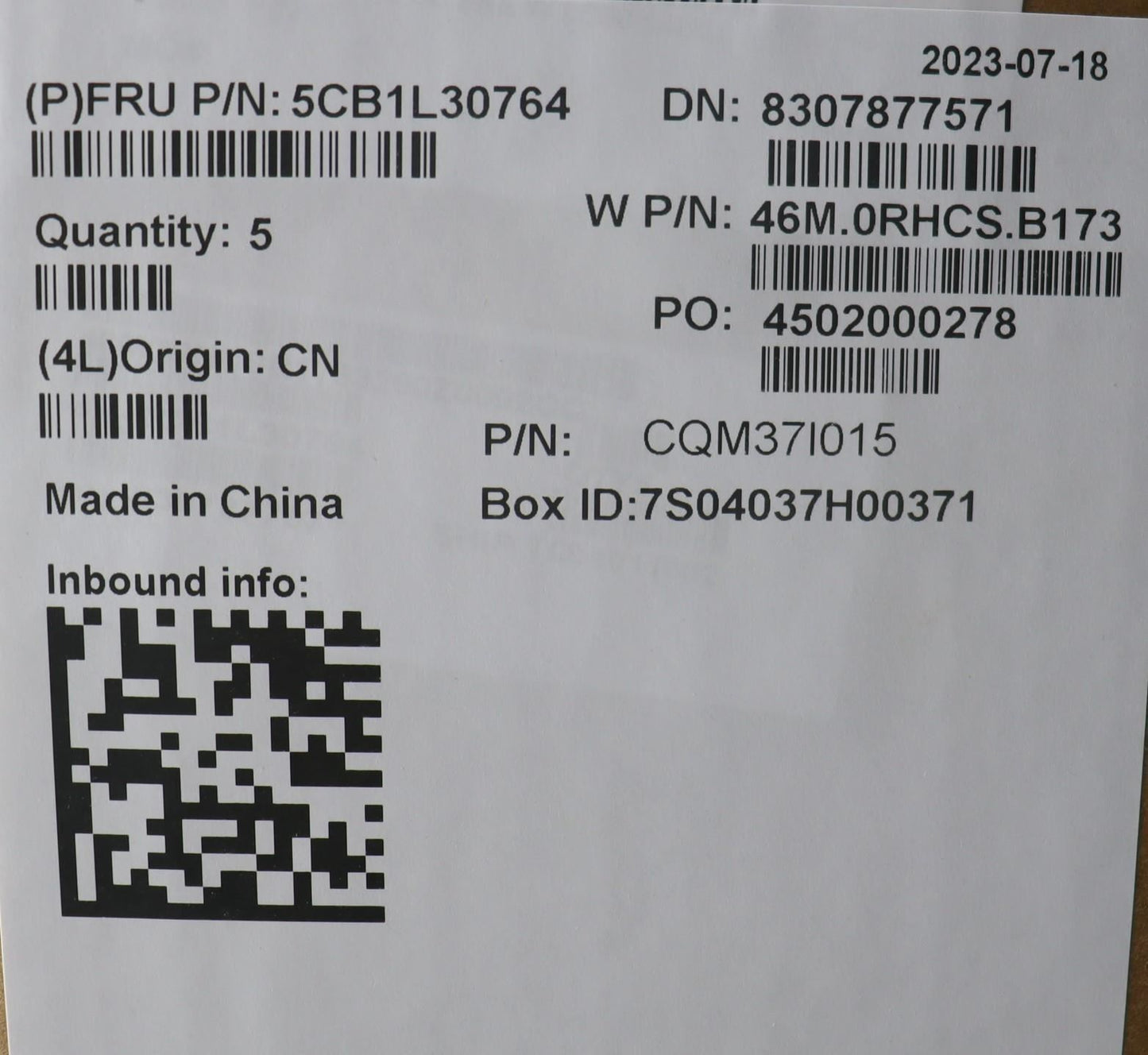 Lenovo Upper Case ASM_FRA W 82Y0 SB 5CB1L30764
