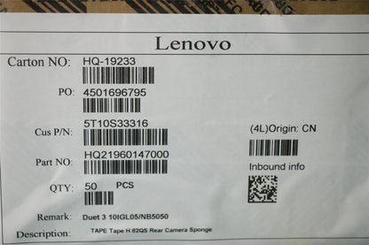 Lenovo TAPE Tape H 82QS Rear Camera Sponge 5T10S33316